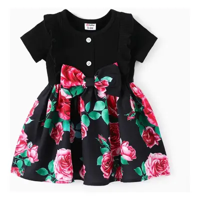 Baby Girl Sweet Floral Print Ruffled Dress