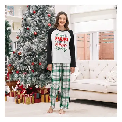 Christmas Pajamas Raglan Sleeves Green Plaid Pants Long Sleeves PJs Sets for Family