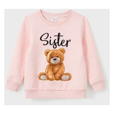 Family Matching Bear Print Long-sleeve Tops