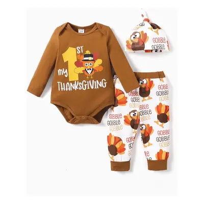 3pcs Baby Boy Thanksgiving Day Pattern Set