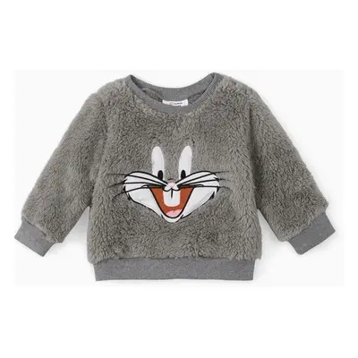 Looney Tunes Baby Boy/Girl Cartoon Animal Embroidered Long-sleeve Thermal Fuzzy Pullover