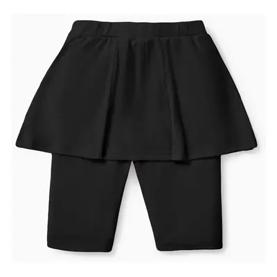 Kid Girl Solid Color Faux-two Skirt Leggings Shorts