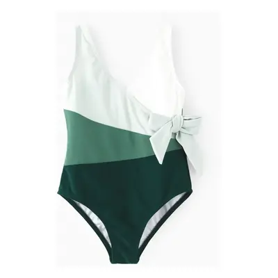 Family Matching Colorblock Swim Trunks or Wrap Side V-Neck Swimsuit