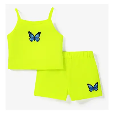 Toddler Girl 2pcs Butterfly Print Camisole and Shorts Set