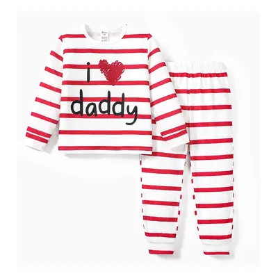 2pcs Baby Girl/Boy Letter and Heart Pattern Pajamas