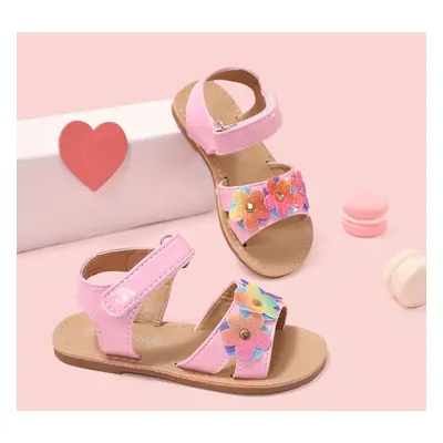 Toddler/Kid Girl Stylish Shining Flower Applique Velcro Closure Sandals