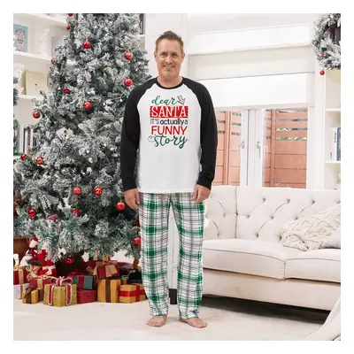 Christmas Pajamas Raglan Sleeves Green Plaid Pants Long Sleeves PJs Sets for Family