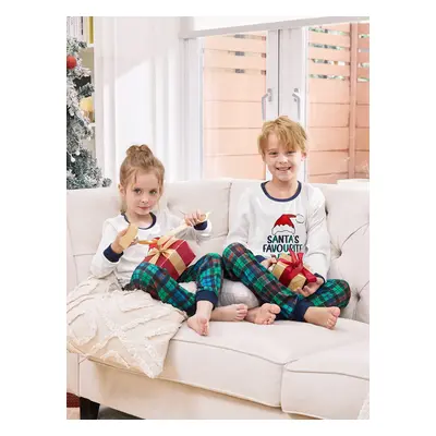 Christmas Family Matching Santa's Favorite ELF Plaid Pants Pajamas Sets