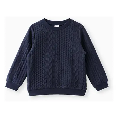 Kid Boy Casual Cable Knit Textured Sweatshirt