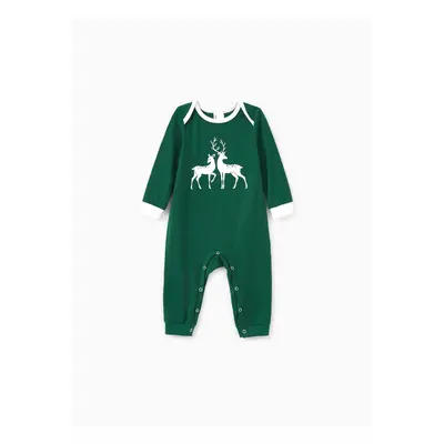 Christmas Family Matching Glow in the Dark Reindeer Tops Allover Pattern Pants Pajamas Sets with