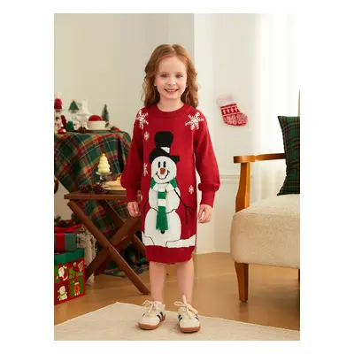 Christmas Family Matching Snowman Snowflake Pattern 3D Scarf Long Sleeves Sweater