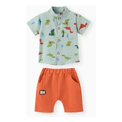 100% Cotton 2pcs Dinosaur Print Short-sleeve Baby Set