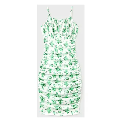 Mommy and Me Green Floral Ruched Bodycon Strap Dress or Spliced Mesh Strap Dress