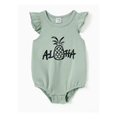 Mommy and Me Sleeveless Letter Print Pineapple Graphic Dress