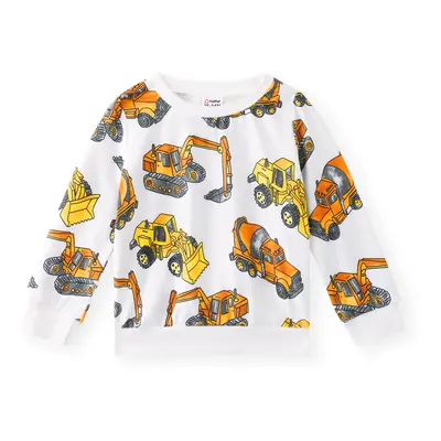 Toddler Boy Vehicle Excavator Print Pullover Sweatshirt