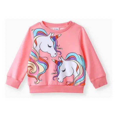 Baby Girl Unicorn Print Long-sleeve Pullover Sweatshirt