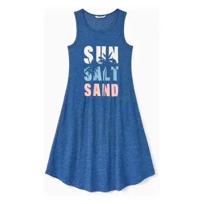 Family Matching Sets Blue Tank Top or Flowy A-Line Tank Dress with Pockets