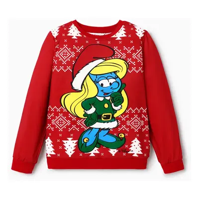 The Smurfs Family Matching Christmas Character & Snowflake Print Long-sleeve Top