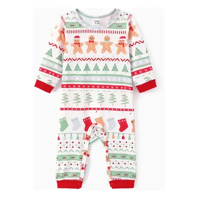 Christmas Baby Boy/Girl Allover Print Long-sleeve Jumpsuit