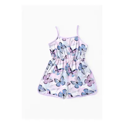 Toddler Girl Butterfly Print Cami Rompers