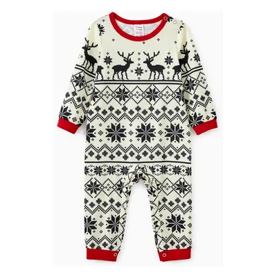 Christmas Family Matching Snowflake/Reindeer Pattern Pajamas Sets with Pockets and Drawstring