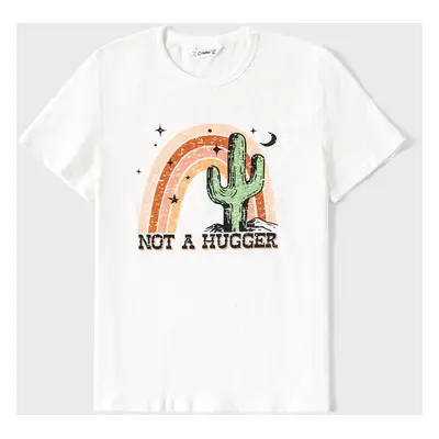 Mommy and Me Cactus and Rainbow Printed Short-Sleeve Graphic Tee