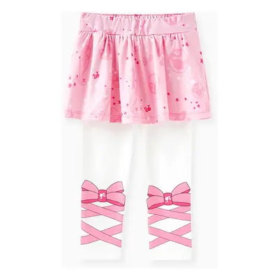 Barbie Toddler Girl Bow Print Ruffle Overlay In Leggings