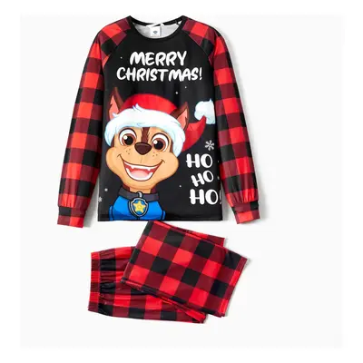 PAW Patrol Family Matching Christmas Red Plaid Long-sleeve Cartoon Graphic Pajamas Sets (Flame R