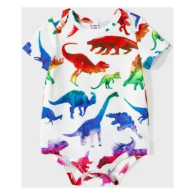 Family Matching Dinosaur Print Belted Cami Dresses and Short-sleeve T-shirts Sets