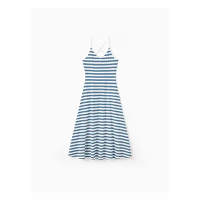 Family Matching Sets Preppy Style Striped Tee or Strap Midi Dress