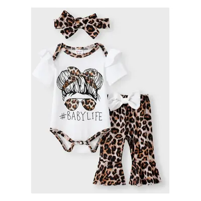 3pcs Baby Girl Leopard Ruffle Edge Set