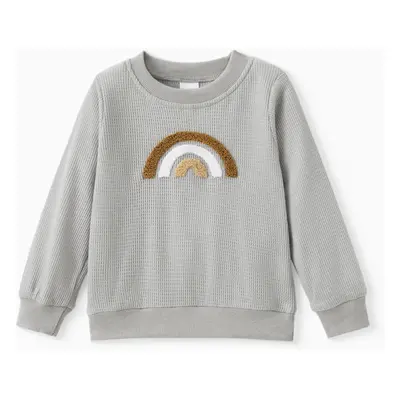 Toddler Girl/Boy Rainbow Embroidered Waffle Sweatshirt