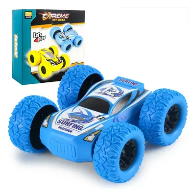 Kids Toy Pull Back Car Double-Sided Friction Powered Flips Inertia Big Tire 4WD Car Off-Road Veh