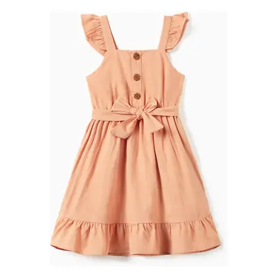 Mommy and Me Butterfly Jacquard Button Belted Dress