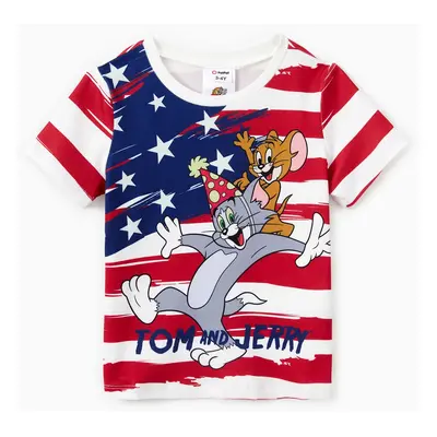 Tom and Jerry Family Matching Independence Day Character Striped Print Onesie/Tee/Dress