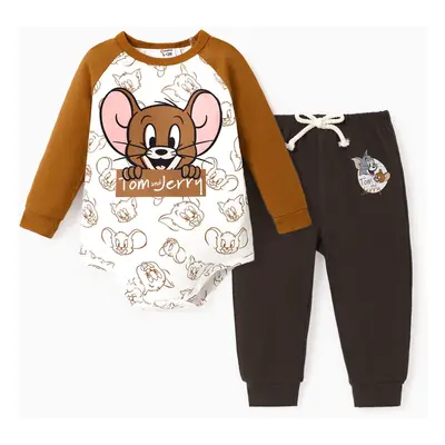 Tom and Jerry baby boy character graphic Romper with Pants Set