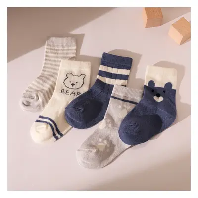 5 Pairs Baby / Toddler Little Bear & Cat Embroidery Tube Socks