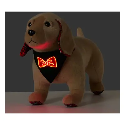 Go-Glow Light Up Pet Bandana with Color-block Stripes for Small Medium Pets Including Controller