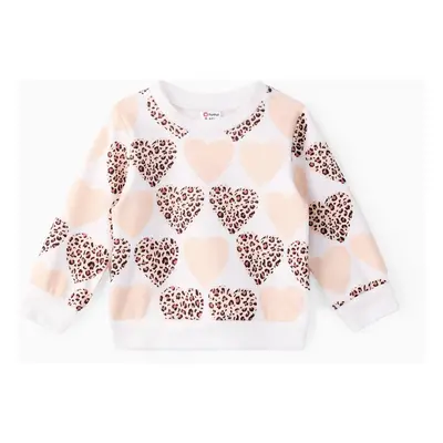 Baby Girl Sweatshirt with Heart and Leopard Print