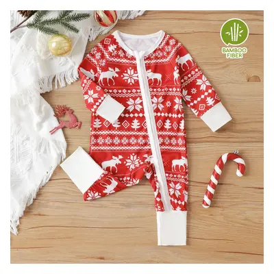 Bamboo Baby Boy/Girl Christmas Outfit Zip-Up Jumpsuit