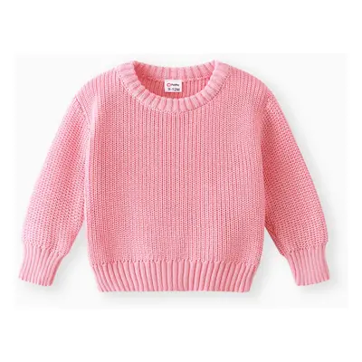 Baby Solid Long-sleeve Knitted Sweater Pullover