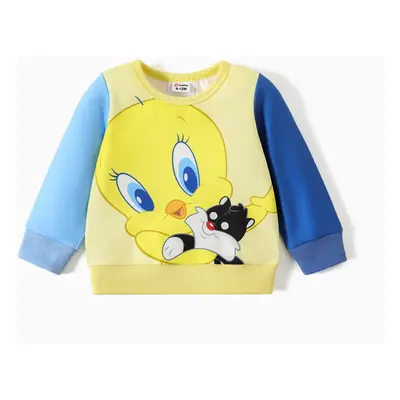 Looney Tunes Baby Boy/Girl Cartoon Print Colorblock Long-sleeve Sweatshirt