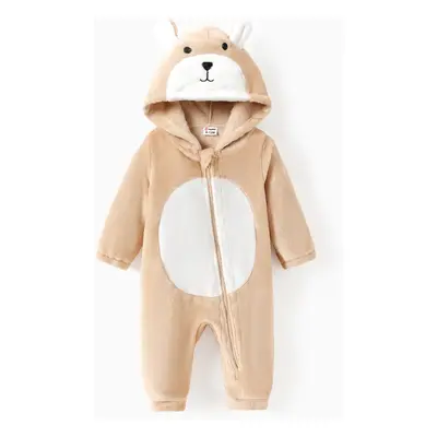 Baby Boy/Girl Fleece 3D Bear Zip-up Hooded Jumpsuit