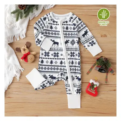 Bamboo Baby Boy/Girl Christmas Outfit Zip-Up Jumpsuit