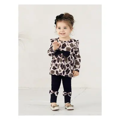 Baby Girl Clothes 3pcs Leopard Ruffle Top and Leggings with Headband Set