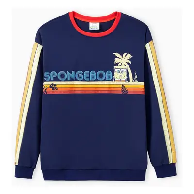 SpongeBob SquarePants Family matching 1pc Character coconut Tree Striped Pattern Long-sleeve Swe