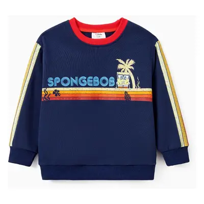 SpongeBob SquarePants Family matching 1pc Character coconut Tree Striped Pattern Long-sleeve Swe