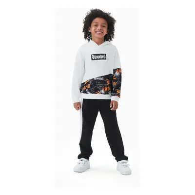 2pcs Kid Boy Letters Print Long-sleeve Hoodie and Pants Set