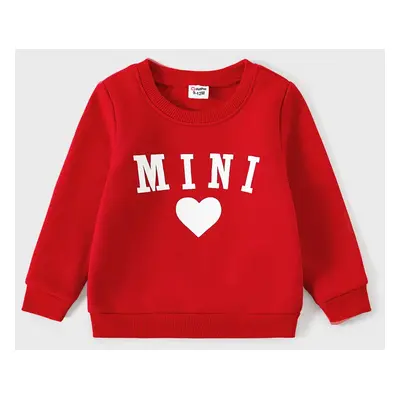 Mommy and Me Solid Letters & Love Print Long-sleeve Tops