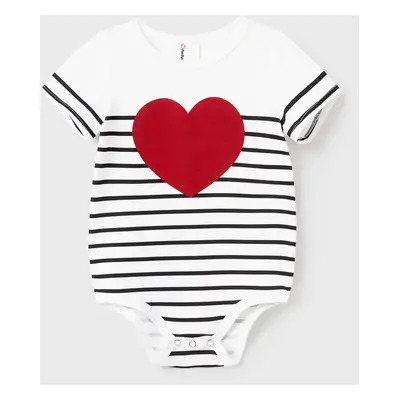 Valentine's Day Family Matching Cotton Stripe Tee Heart-shaped Short-sleeve Tops